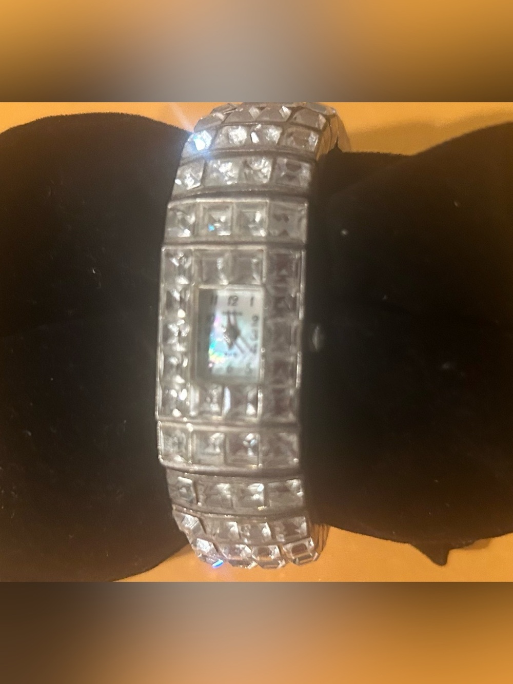 Vintage Crystal Silver-Toned Watch